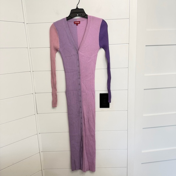 STAUD Iris Multi Shoko Sweater Midi Dress color block Size Small 23795 - Picture 5 of 12